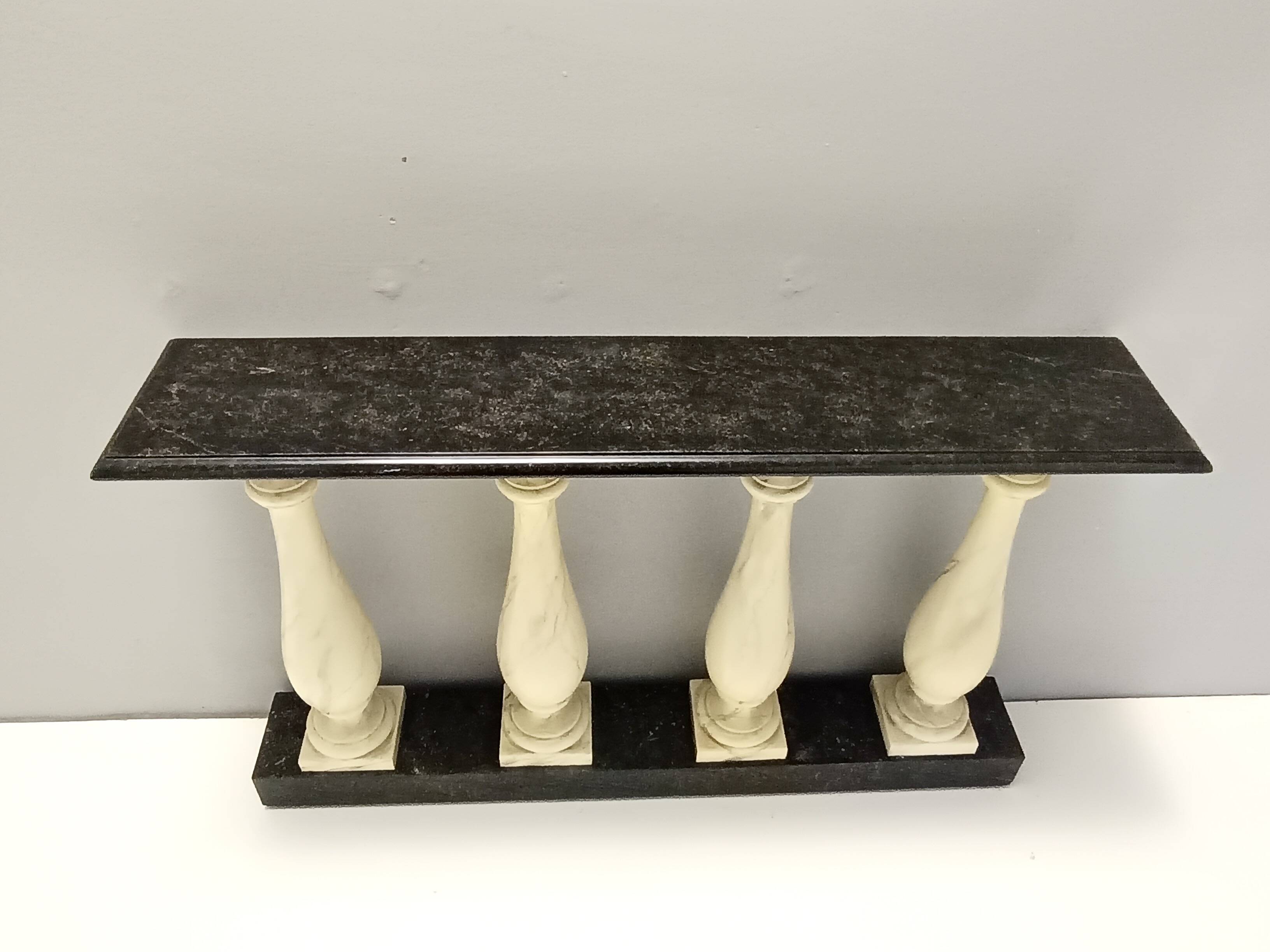 Ivory Hand-Painted Beech Console / Balustrade with a Marble Effect and Two