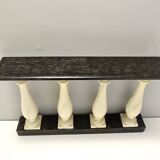 Ivory Hand-Painted Beech Console / Balustrade with a Marble Effect and Two