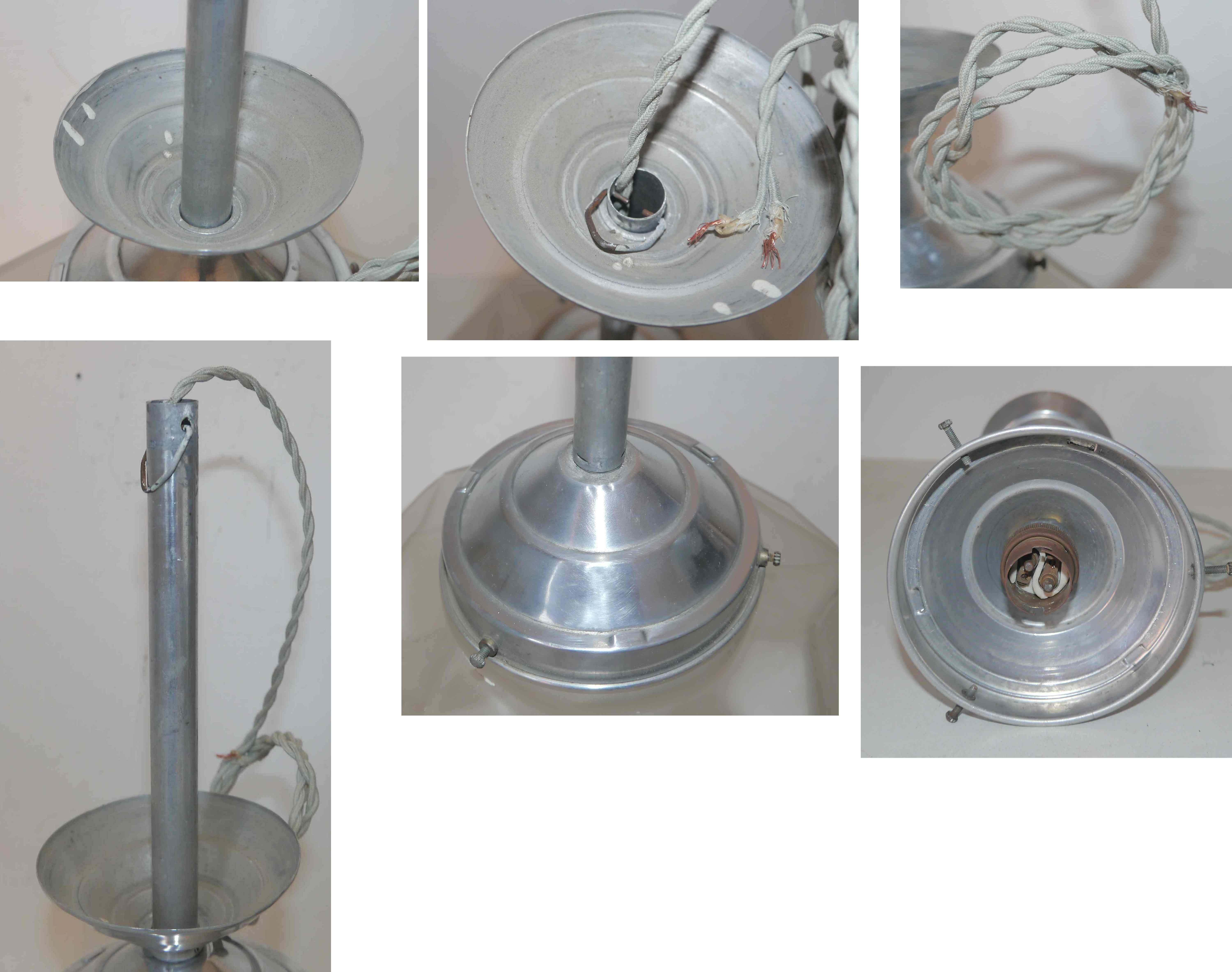 Art Deco faceted pressed glass globe pendant light