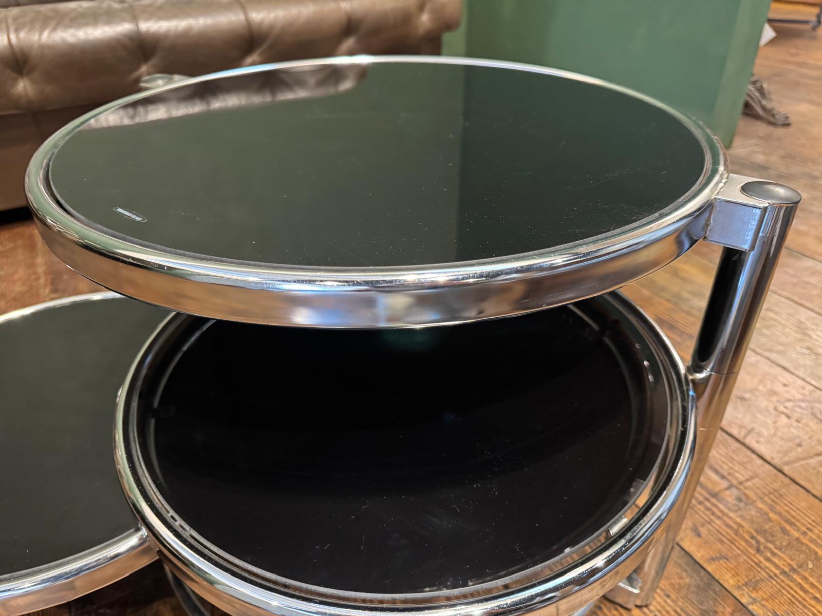 Vintage smoked glass and chrome side table
