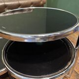 Vintage smoked glass and chrome side table
