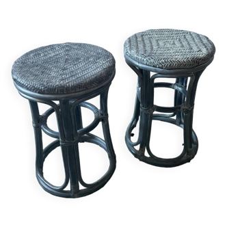 Set of 2 rattan stools