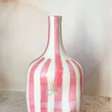 Striped pink artisanal bottle vase