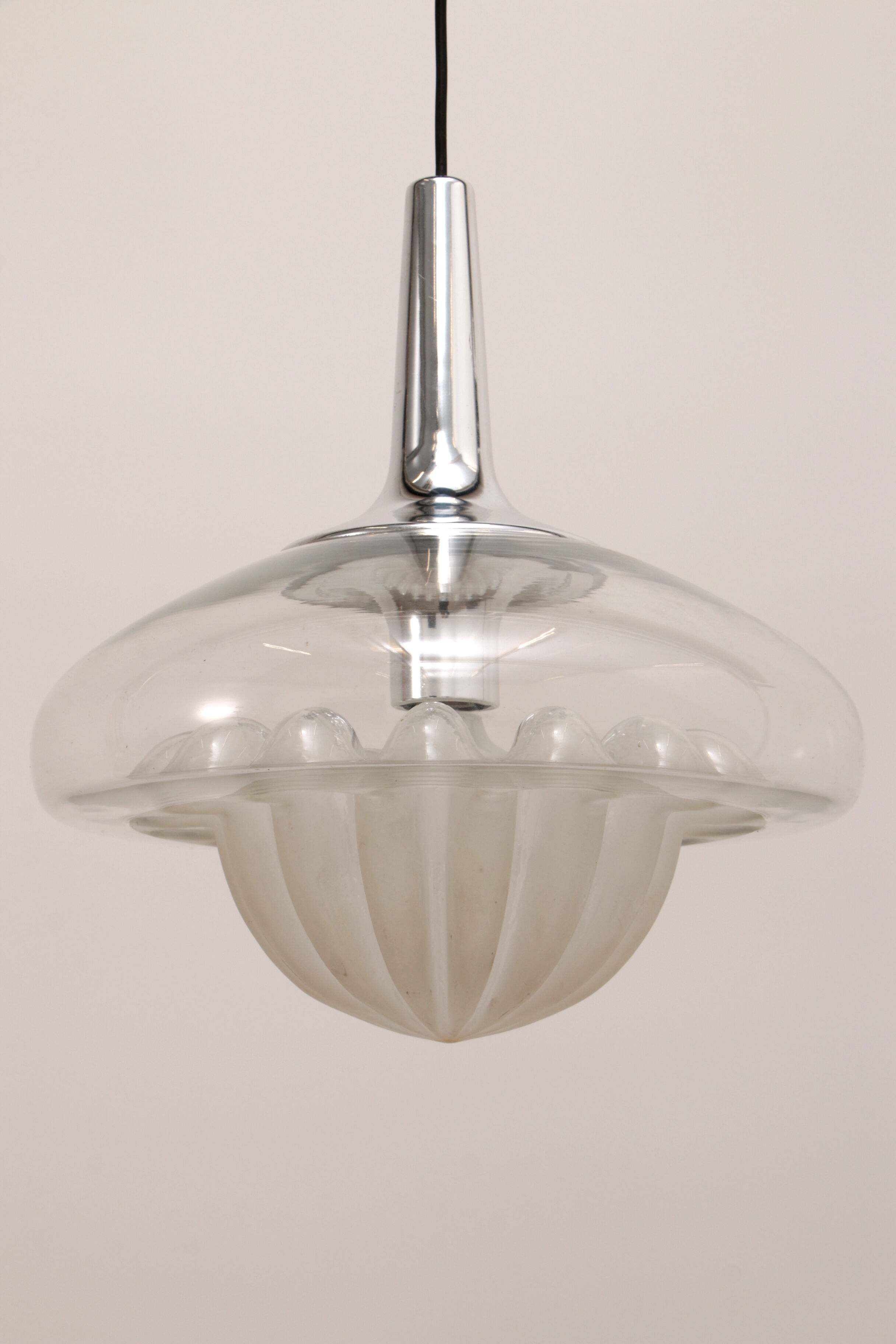 Vintage glass hanging lamp by Peill & Putzler, 1960