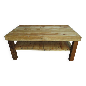 Rectangular raw wood coffee table