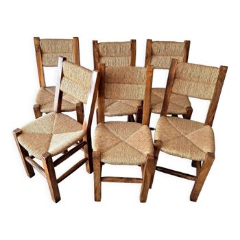 6 walnut and mulched chairs.