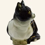 Black and white ceramic cat from Manises, 1960s