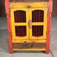 Ancient temple in Burmese teak with 2 doors openwork forged iron and its yellow and Red original patina