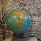 Luminous terrestrial globe with smoked plexiglass base