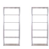 Pair of 6-shelf shelves with chrome-plated metal frames. 1970s.