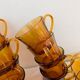 8 Duralex amber glass cups and saucers – France, 1970s