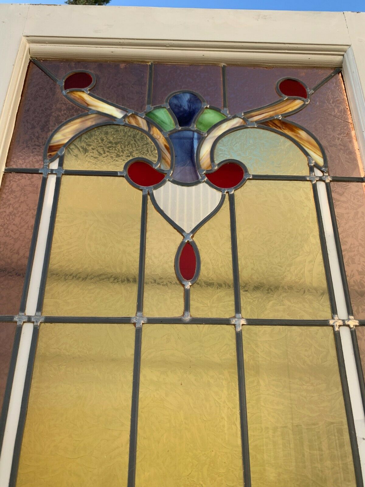 Double doors of passage in stained glass Art Deco XX century
