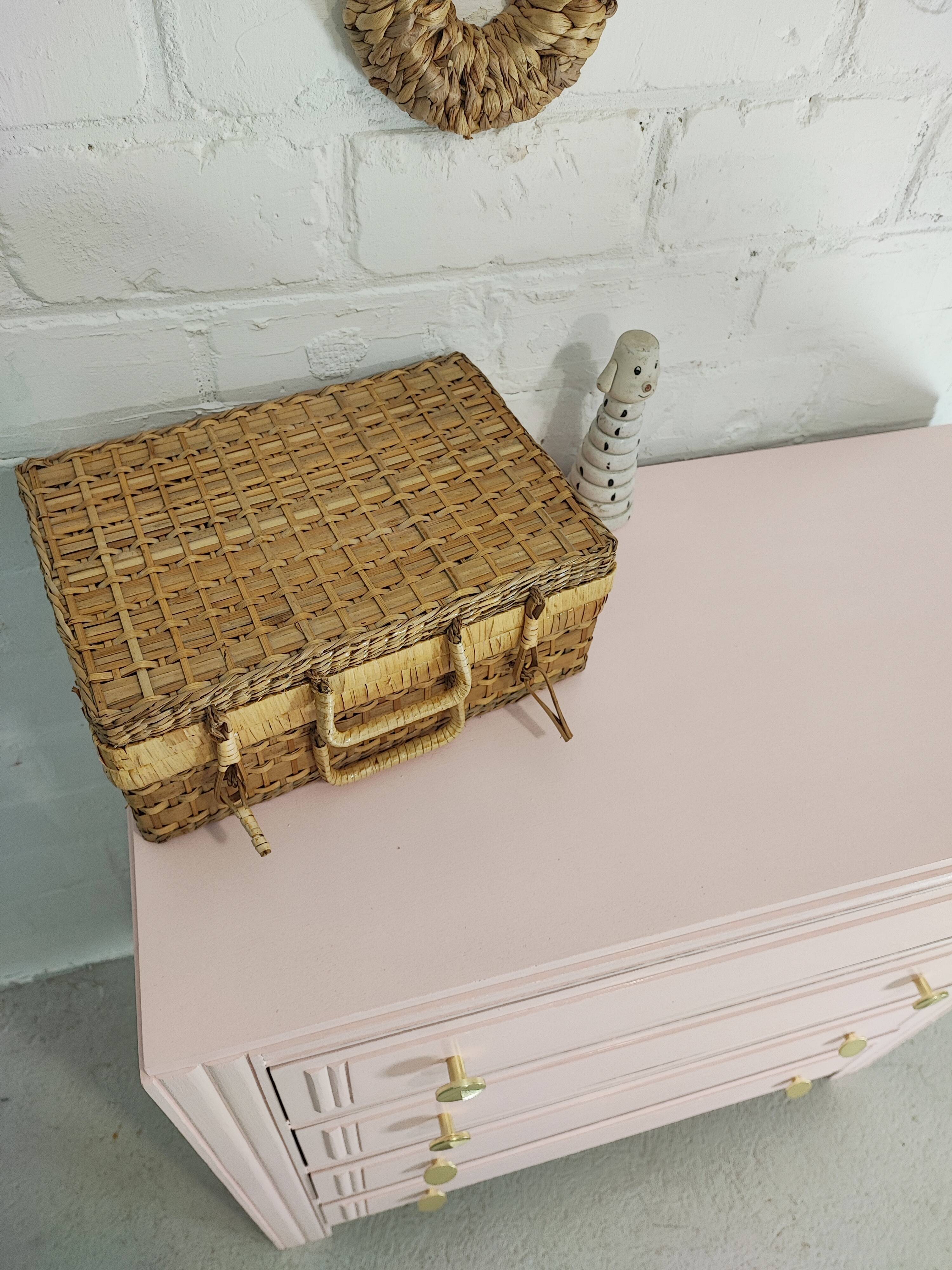 Pink art deco chest of drawers