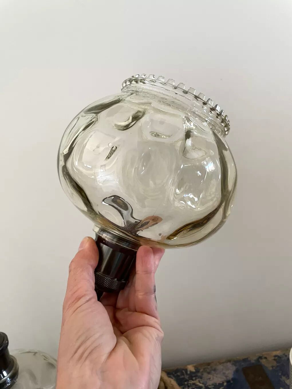 Set of two vintage electric chiseled glass handhelds