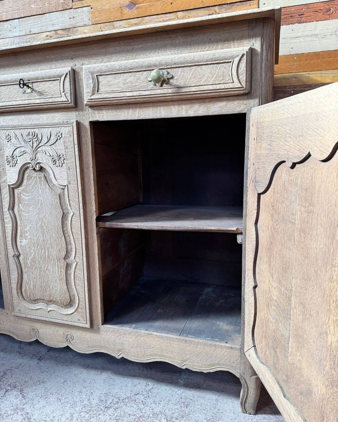 Solid oak buffet - sandblasted - late 18th century