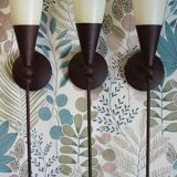 Set of 3 Massive "torch" wall lights, circa 1990