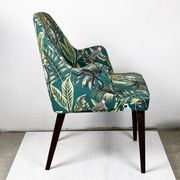 Austrian Thonet armchair from the mid-century with green "Ape" fabric upholstery.