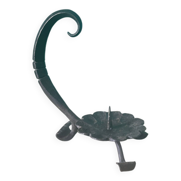 Bougeoir pique-bougie vintage en fer forgé — Anse en volute — Déco rus