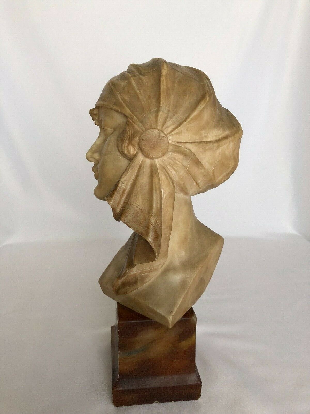 Sculpture alabaster 1900 by l romiti rebecca bust art nouveau double patina