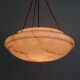 Large Art Deco pendant lamp in marbled glass with rope suspension, 1920s-1930s