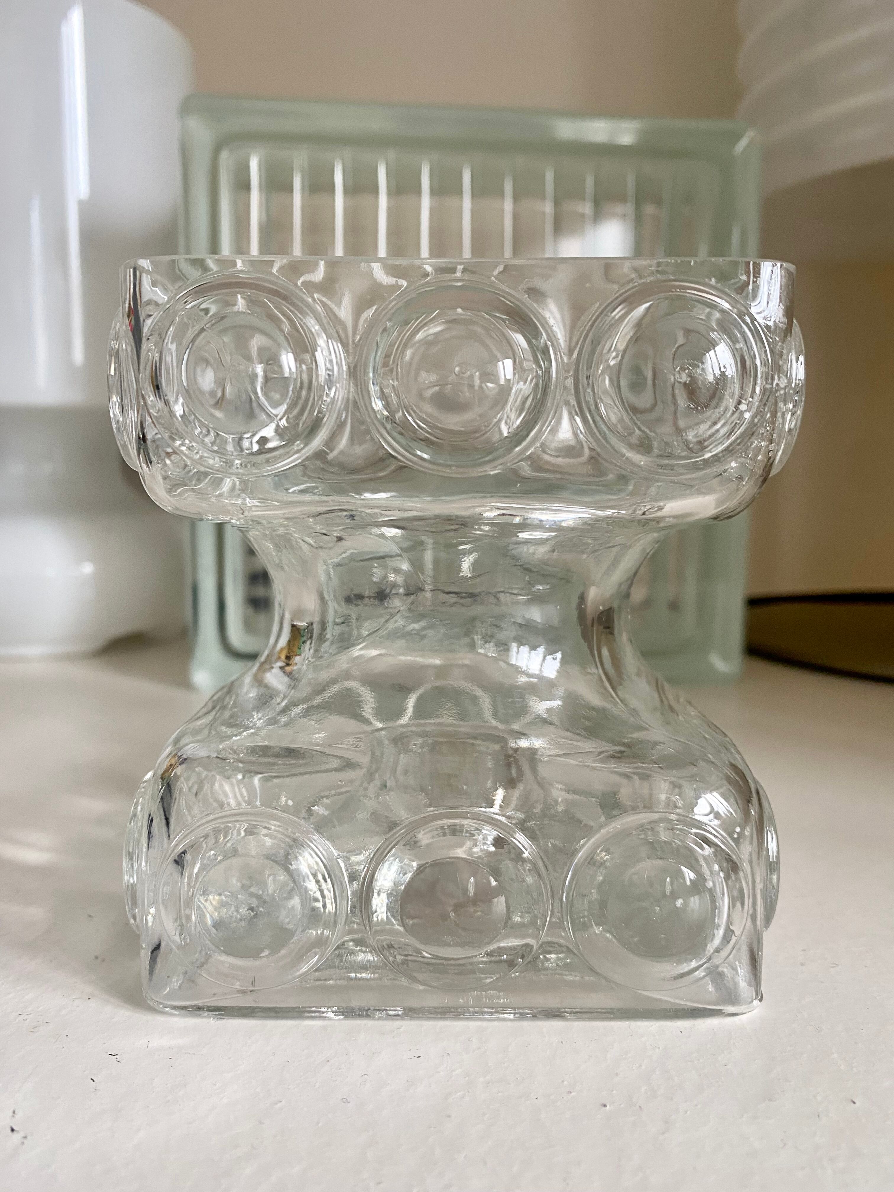 Candle holder vase Tamara Aladdin glass Riihimaki Finland 60s 70s
