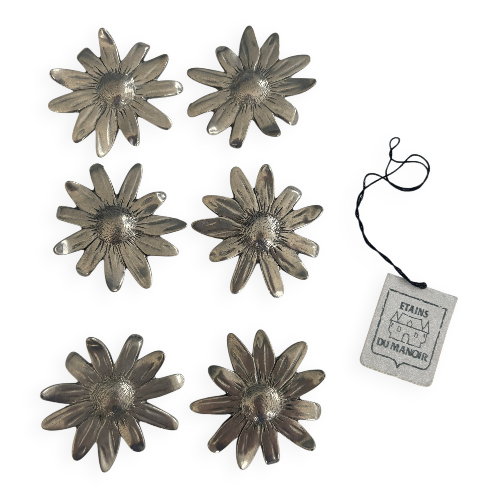 Set of 6 vintage silver-plated knife rests • Daisy flowers