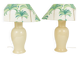 Paire de lampes de table Tommaso Barbi Riviera palmier années 1970 avec coussins assortis