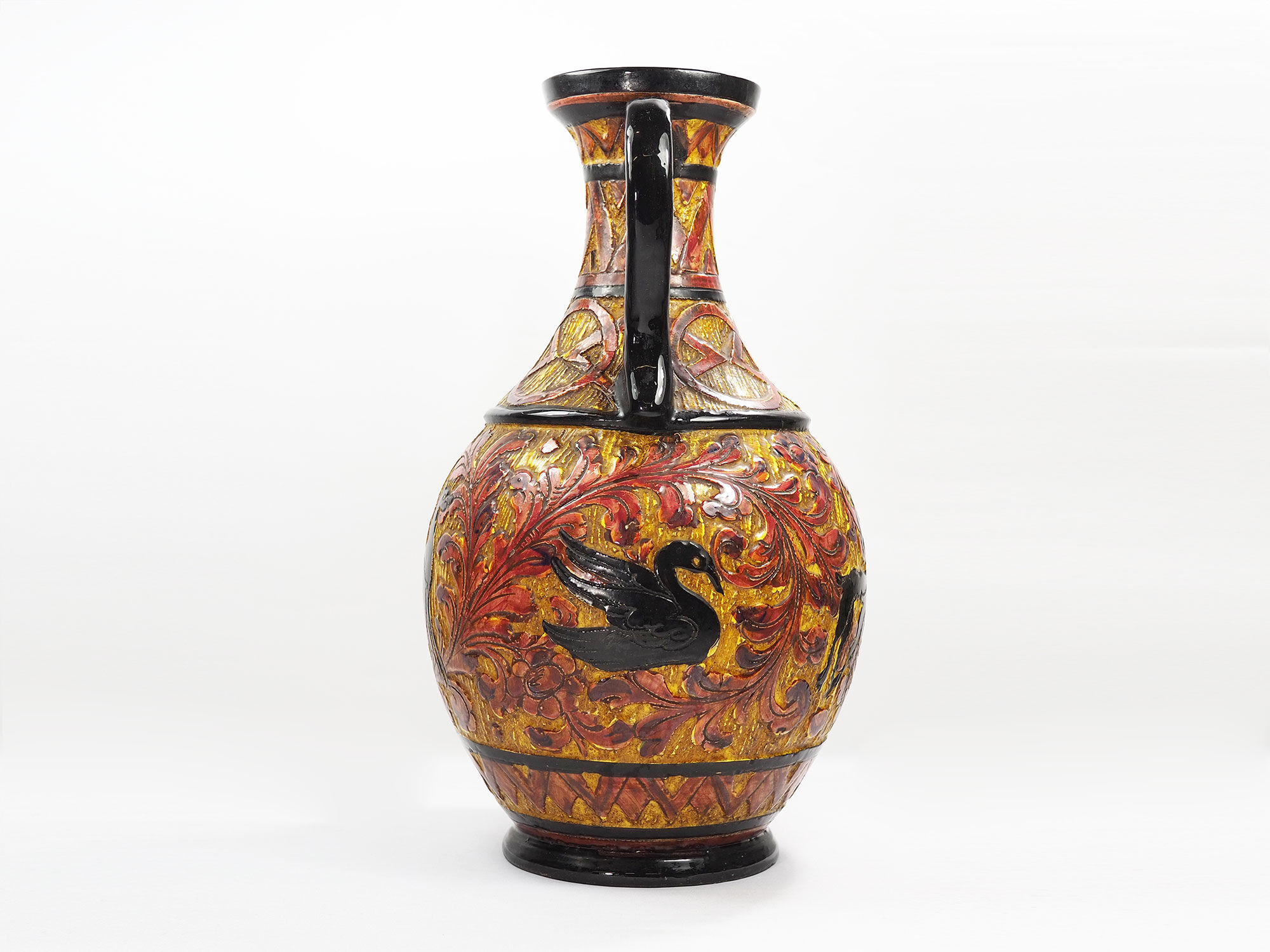 Mid-Century Carved and Glazed Italian Pottery Vase