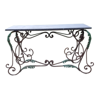 Art deco butcher's console wrought iron and marble