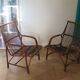 Lot de 2 Fauteuils de jardin en rotin et bambou -Vintage -Années 60 - avec coussins - vernis satin