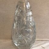 Antique crystal vase cut & polished flower design made in France
