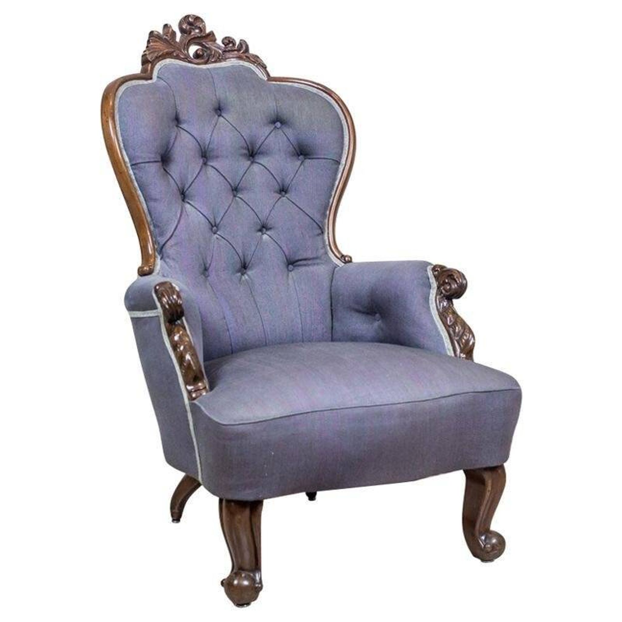 Neo-Rococo Walnut Chair with Violet Fabric, 1860