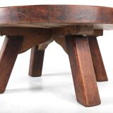 Table basse ronde brutaliste en chêne massif