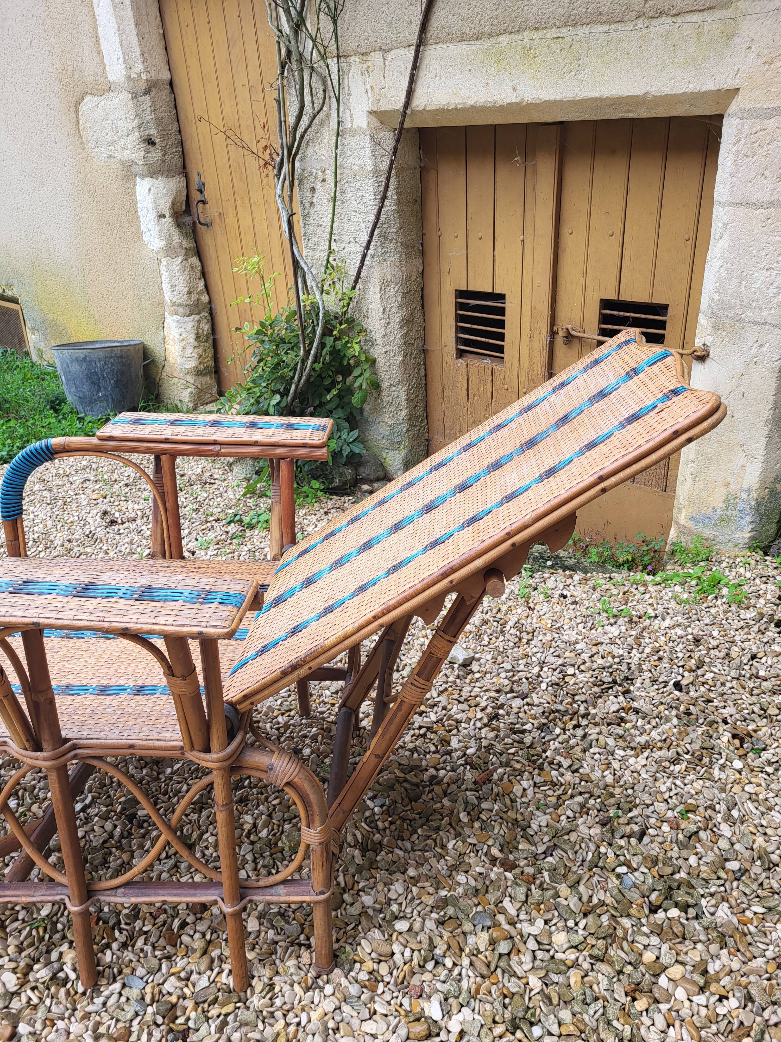Rattan armchair / chaise longue