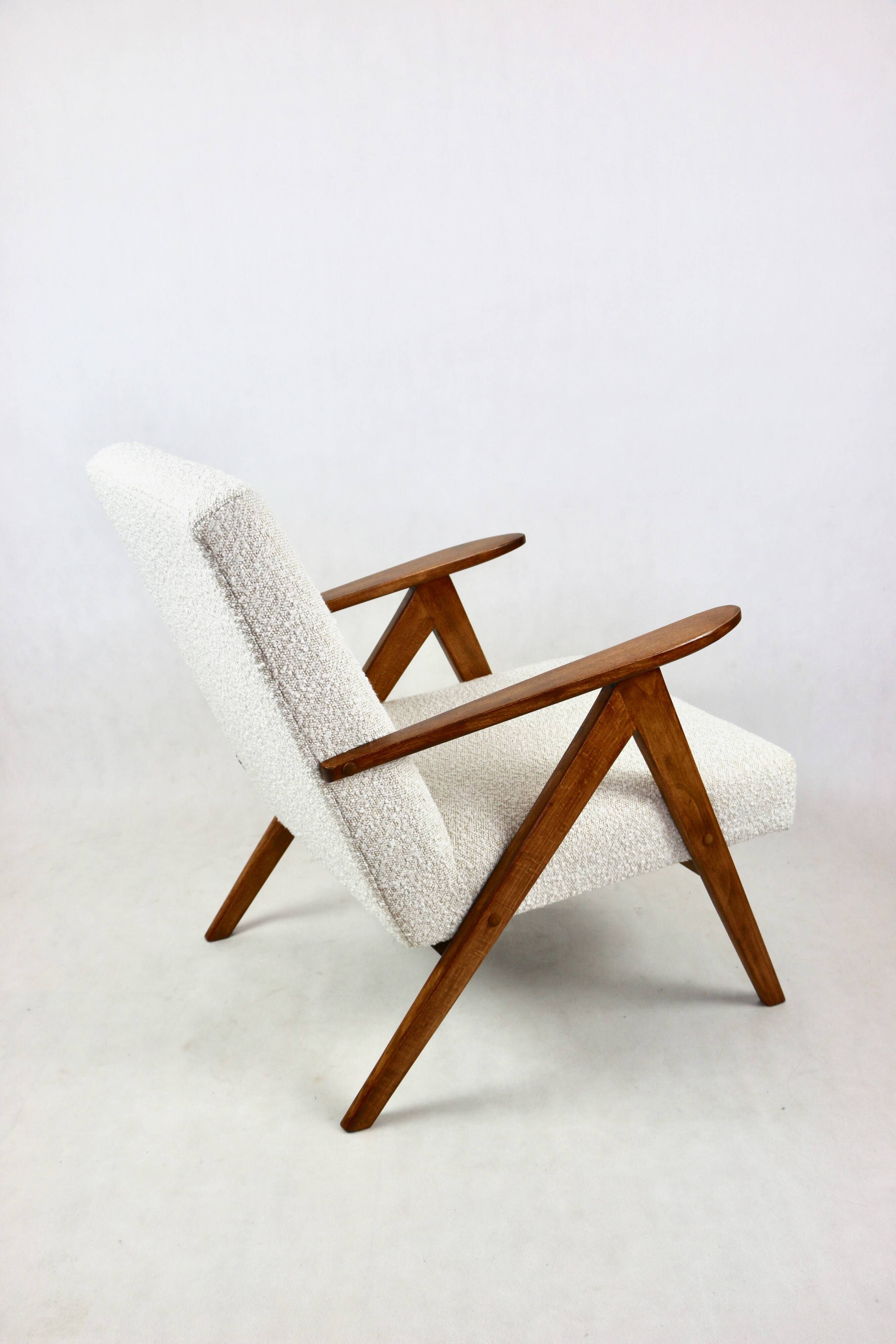 Vintage armchair B-310 VAR white structural boucle 1970s