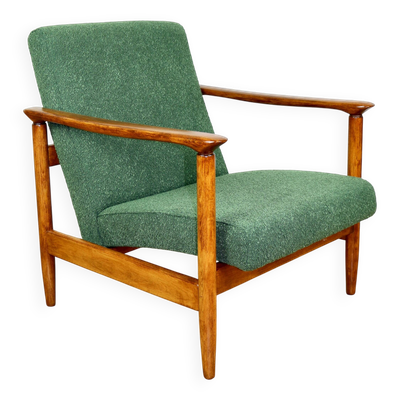 Fauteuil GFM-142, design d'Edmund Homa des années 70, en bouclé vert - 2 pièces disponibles