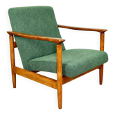 GFM-142 armchair, design by Edmund Homa from the 70s, green boucle - 2 pieces available
