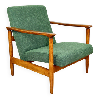 GFM-142 armchair, design by Edmund Homa from the 70s, green boucle - 2 pieces available