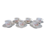 Set of six coffee cups and saucers, Limoges, Goumot Labesse