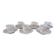 Set of six coffee cups and saucers, Limoges, Goumot Labesse