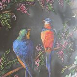 Art deco tray parrot parakeets