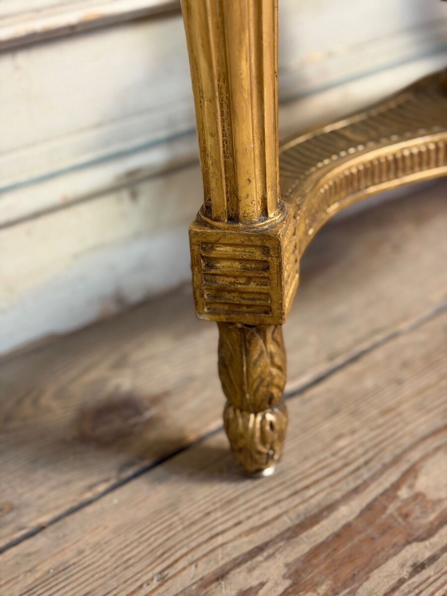 Console Louis XVI in gilded wood, Rance marble, 18th century