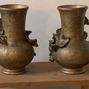 Pair of slip vases, ceramic with golden patina, signed Édouard Gilles.