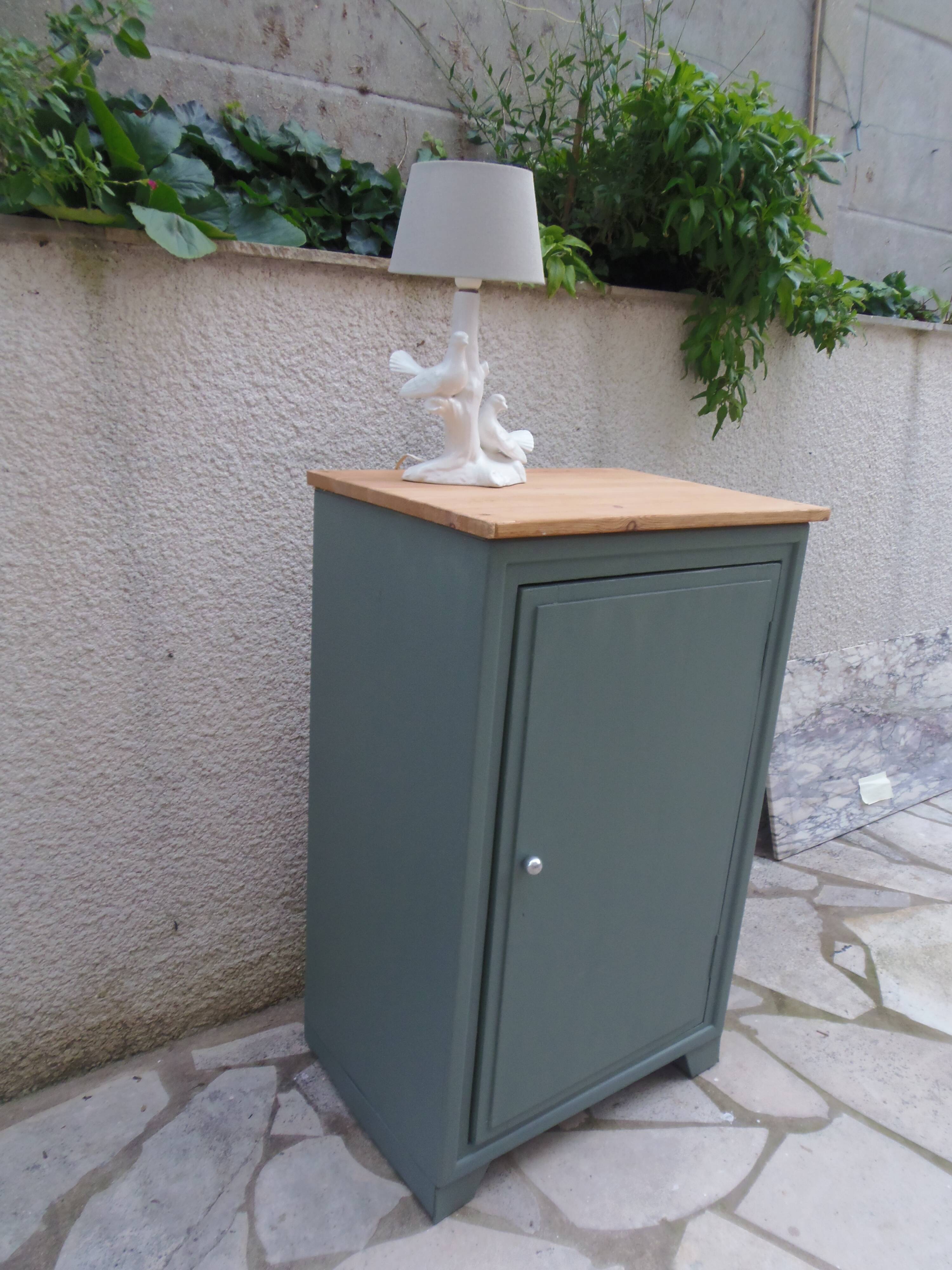 Vintage jam jar enhanced in smoky green, wooden tray.