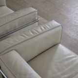 Cassina LC3 Armchairs By Le Corbusier In Cream Leather, Italy 1980s