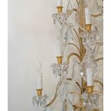 Pair of wall lamps, 1930-1940, in gilded bronze and crystal grapevines