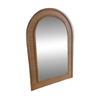 Rattan and wood mirror by Dal Vera
