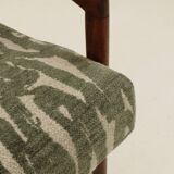 Vintage green jacquard armchair, mid-century modern design, 1965.