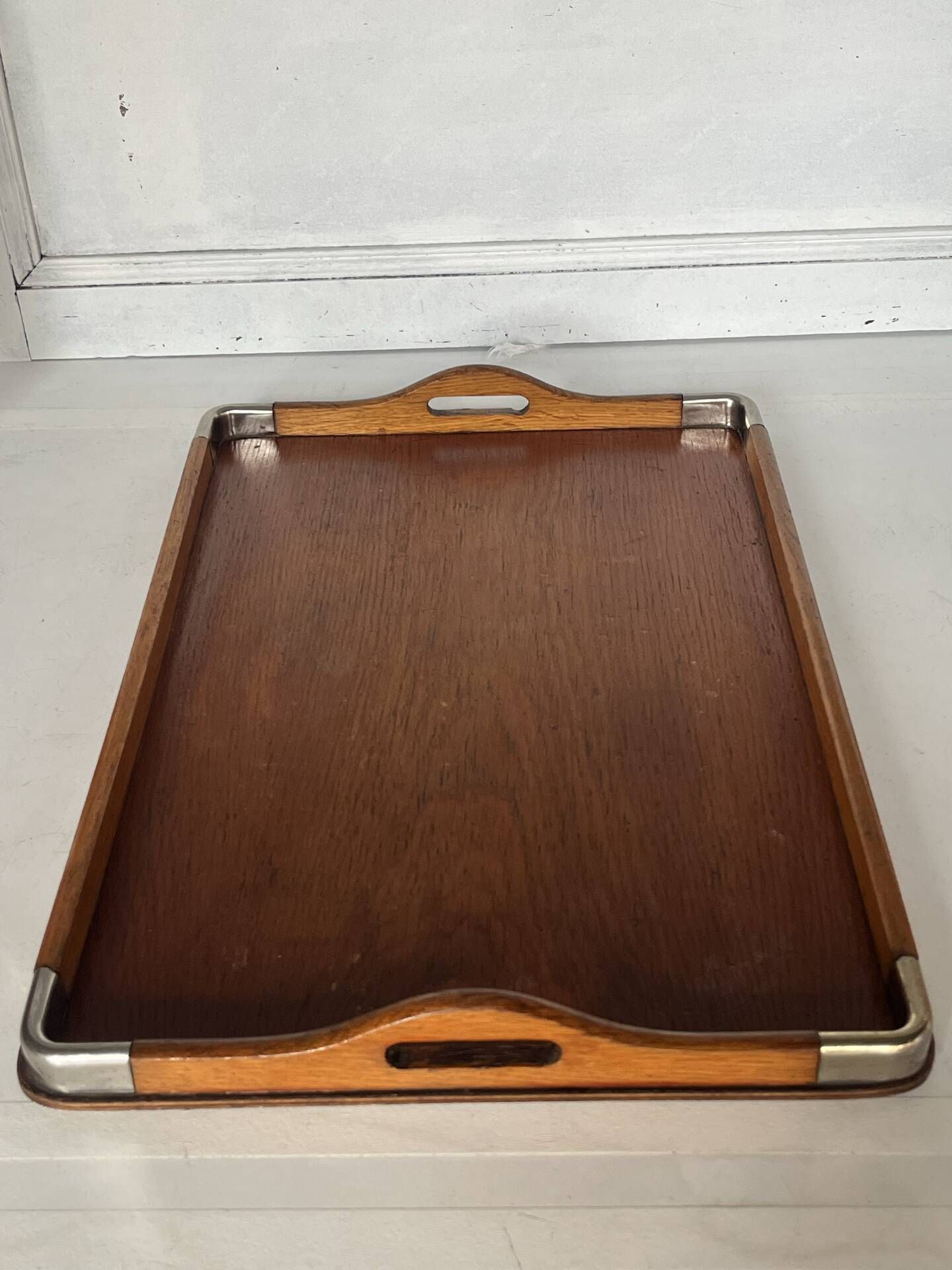 Wood and metal serving tray