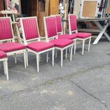 Series of 6 Louis XVI style chairs matte white laque